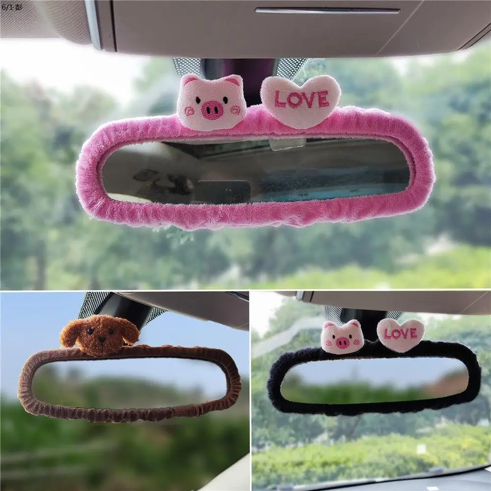 Adorable Pig Cat Car Rearview Mirror Cover Cute Creative Korean Character Mirror Cartoon Reversing Decoration Female