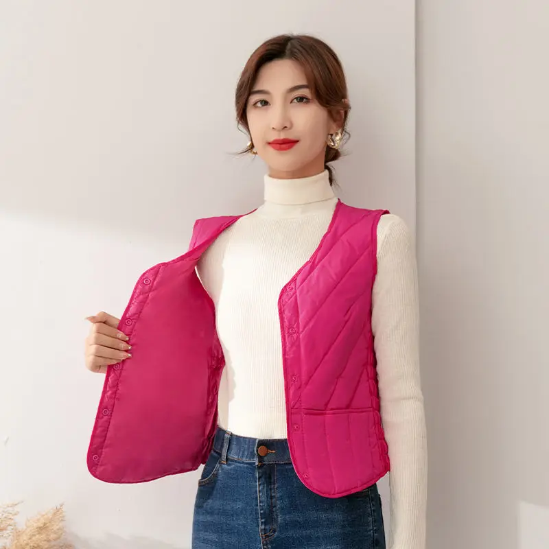 Nanjiren Light Down Vest Women\'s Inner Wearing Short Body Autumn and Winter Women\'s Vest Inner Waistcoat Warm Waistcoat