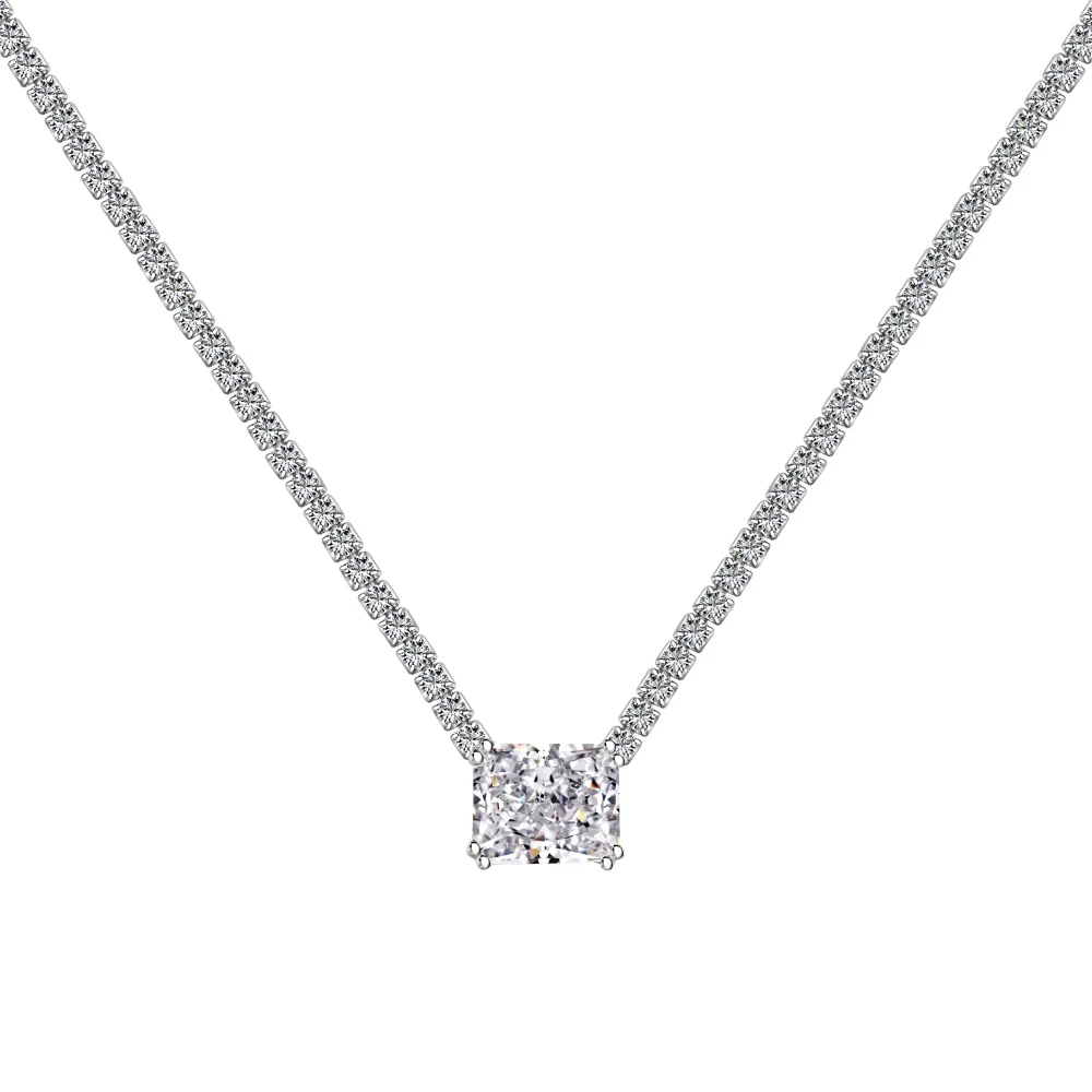 

Fashion 925 Sterling Silver Ice Cut 4 CT High Carbon Diamond Gemstone platinum Plated Pendant Necklace For Wedding