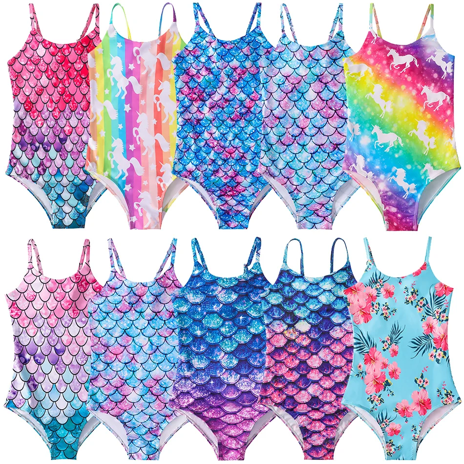 Traje De Baño De Una Pieza Para Niña Preadolescente Con Tirantes