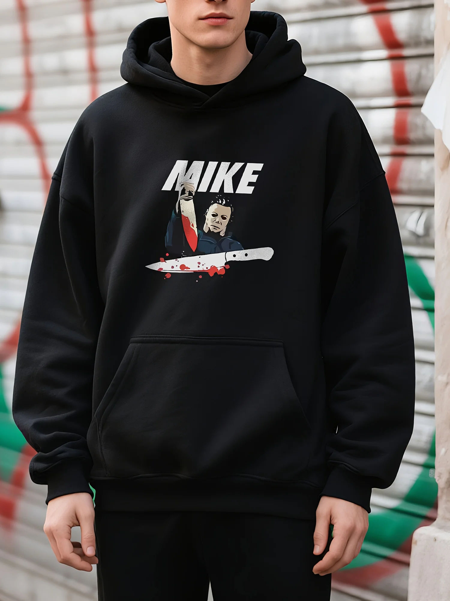 남성용 마이클 마이어스 할로윈 후드티 공식 영감을 받은 공포 영화 스웨트셔츠 MIKE 프린트 다크 스트리트 캐주얼 풀오버