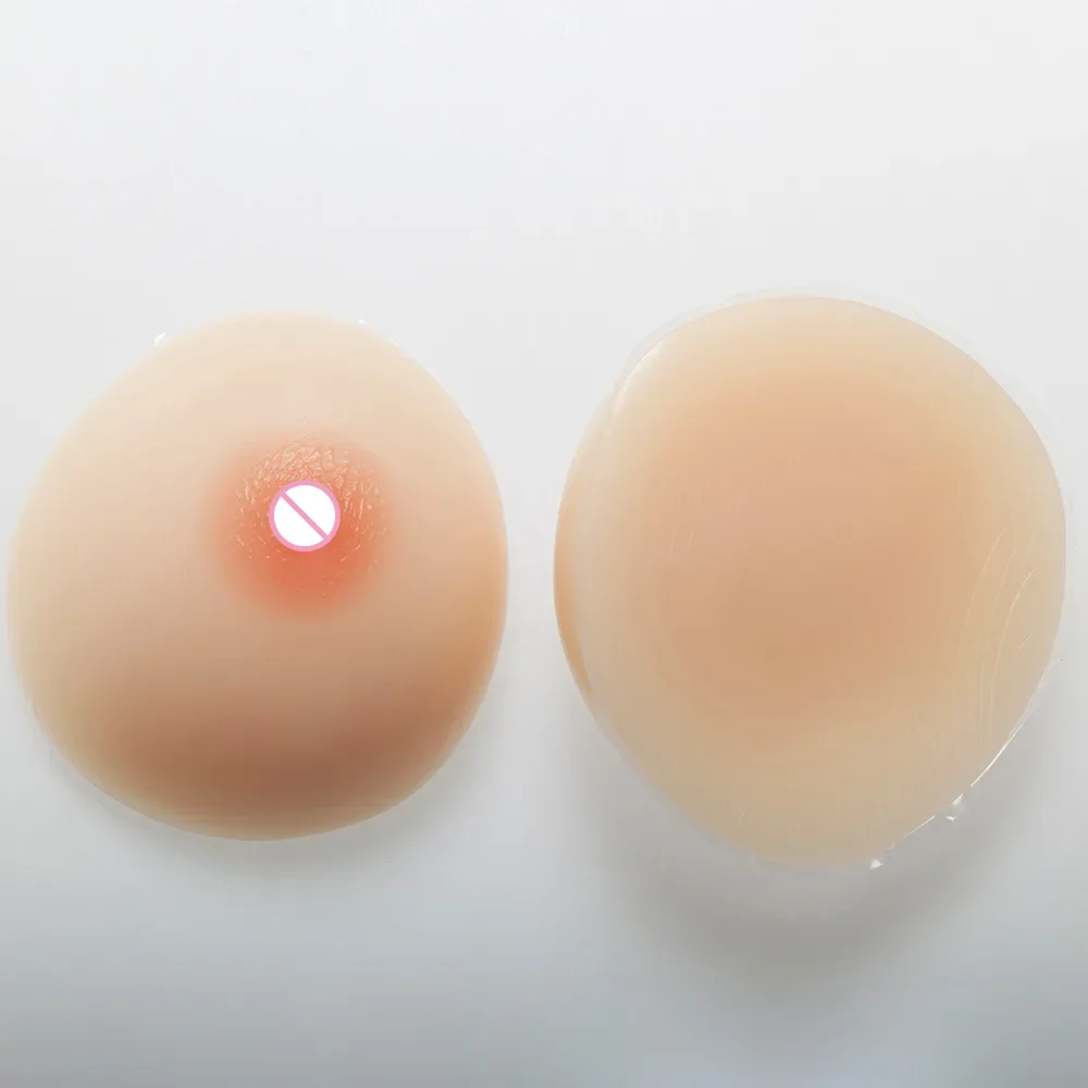 

1000g Per Pair Artificial Breast Form Skin Color D Cup Silicone Fake Boobs Plump Gathering Round Shape Postoperative Transgender