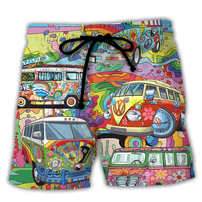 

Men's Board Shorts Swim Shorts Drawstring Mesh Lining Elasticated Waistband Car Printed Quick Dry Shorts Casual Everyday