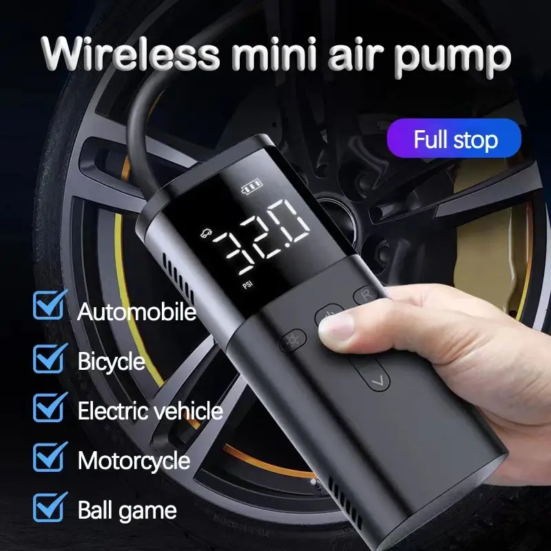 Wireless Charging Car Hand-held Inflation Pump for Car Electric Portable Mini Large Screen Tire Inflation Pump