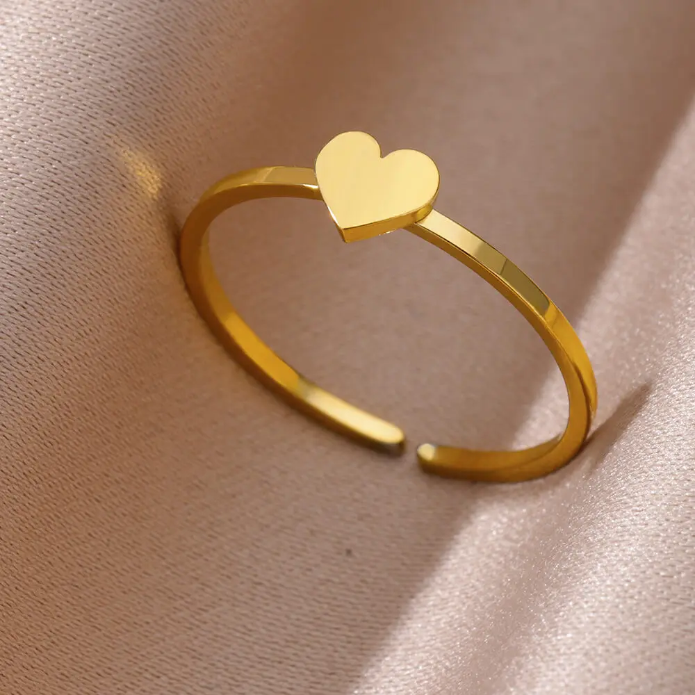 Stainless Steel Small Heart Rings For Women Gold Color
