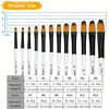 12 Pcs/set Nylon Hair Wooden Handle Watercolor Paint Brush Pen Set Learning DIY Oil Acrylic Painting Art Paint Brushes Supplies 2