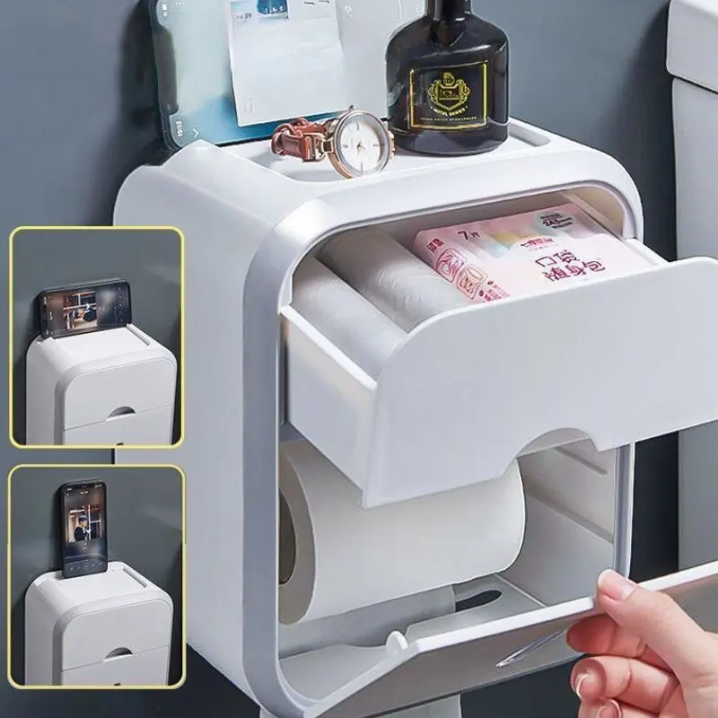 Wall mounted waterproof toilet paper storage box bathroom shower rack storage rack bathroom rack tissue box 2