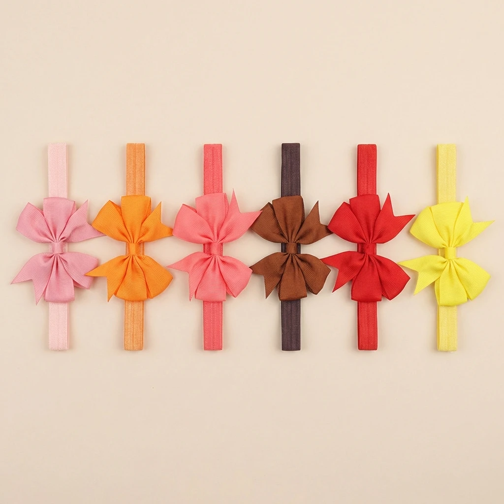 새로운 아동용 헤어밴드 단색 새틴 꼬리  리본 헤어밴드 사계절용 가벼운  헤어 액세서리