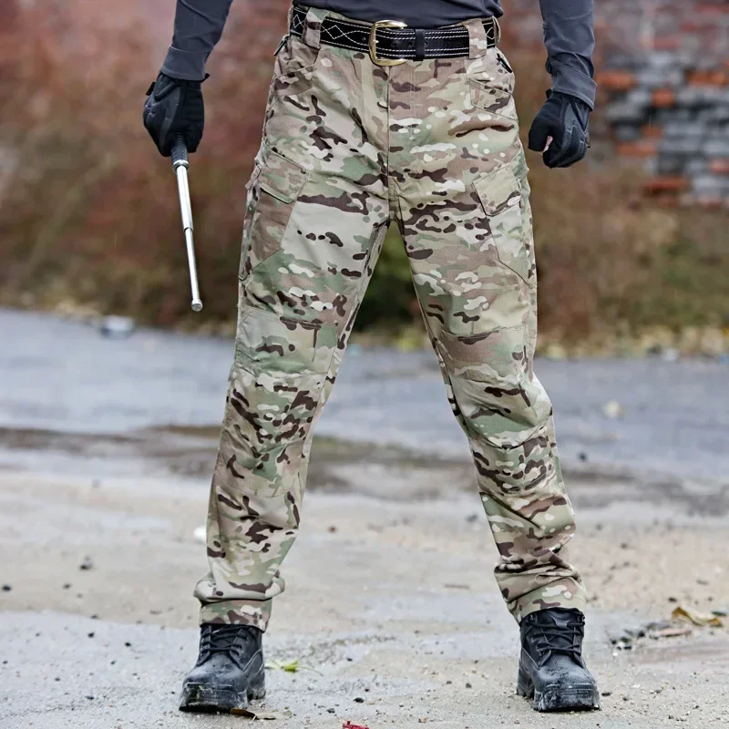 Spring Autumn Male High Waist Loose Casual Tactical Cargo Pants Hombre Chic Pockets Oversized Straight Trousers Men's Clothing
