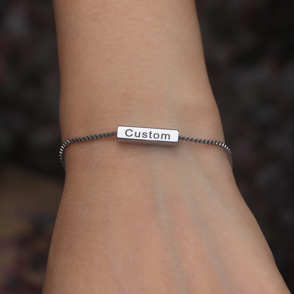 Customized Engraved Name Bracelets Stainless Steel Jewelry