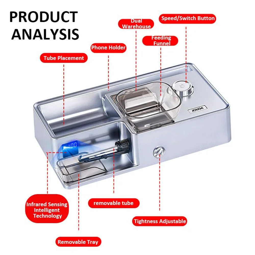 Newly Launched 3  in 1 Automatic Cigarette Maker  Electric Smart Sensing Injector for 5.5/6.5/8mm Tube Sizes 4