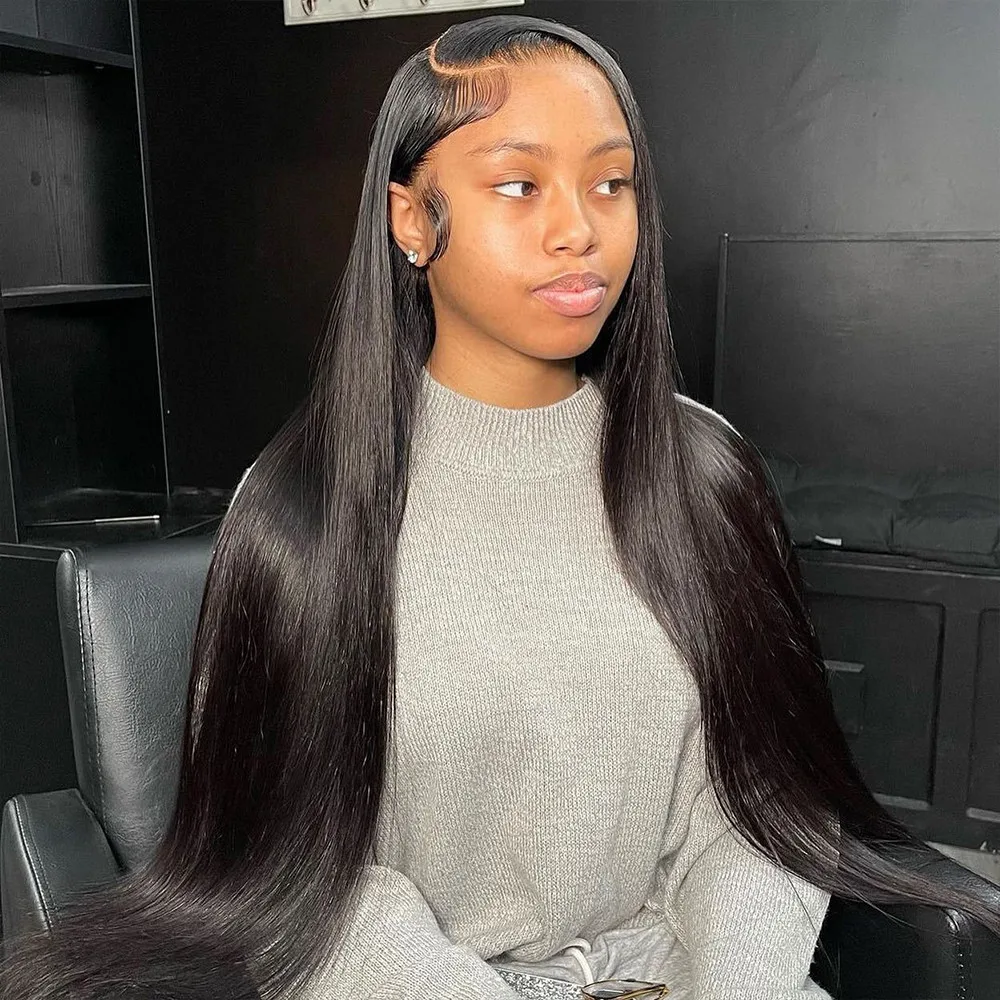 

13x4 Hd 30 34 Inch Lace Front Wig Glueless Brazilian 100% Remy Hair Bone Straight Lace Frontal Human Hair Wig Pre Plucked