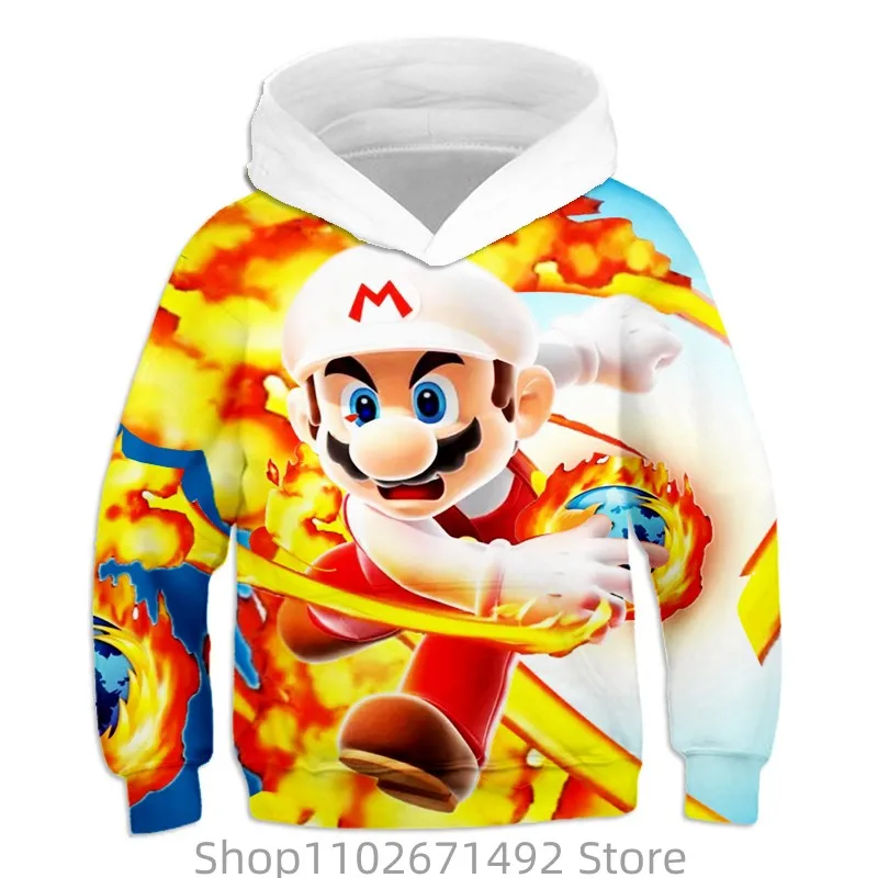 Super Mario Pullover Anime Hoodie Sweatshirt Hooded Sweater Unisex Casual  Tops