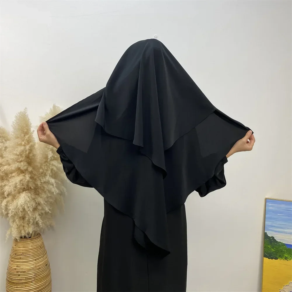 Niqab Muslim Women Veil Short Khimar 2 Veil Face Cover Hijab Scarf Burqa Islamic Hijabs Wrap Turban Ramadan Eid Prayer Jilbab