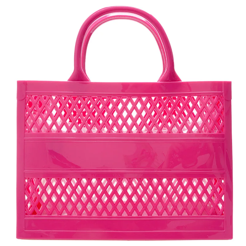 Chic Mesh Beach Tote - Stylish Clear Handbag and Travel Accessory