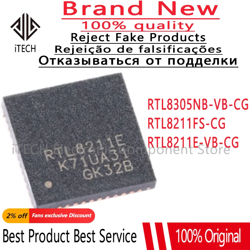 2 Pz 100% Nuovo Rtl8211E-Vb-Cg Rtl8211E Rtl8211Fs-Cg Rtl8211Fs Rtl8305Nb-Vb-Cg Rtl8305Nb Qfn-48 Qfn48 Chip Originali Nuovi Di Zecca Ic