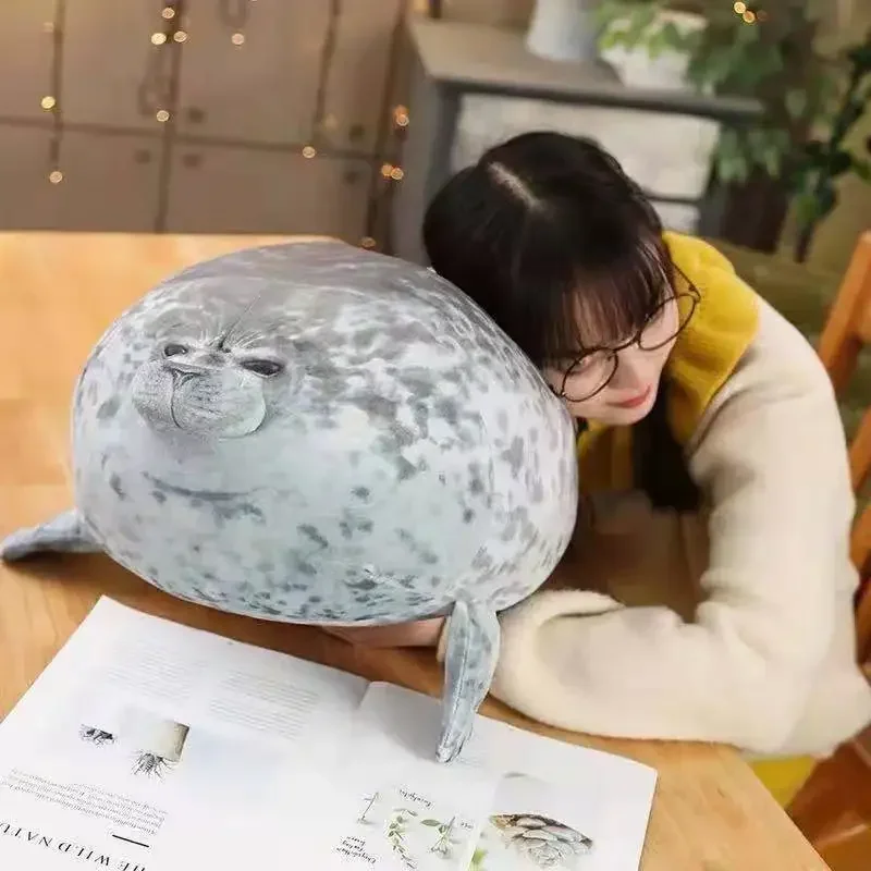 20CM Angry Blob Seal Pillow Chubby 3D Novelty Sea Lion Doll Plush Stuffed Toy Baby Sleeping Throw Pillow Gifts for Kids Girls 2