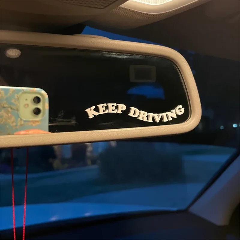 

Keep Driving Decals for Car Mirror Funny Auto Decorative Accessories Cute Text Design Car Vinyl Stickers for Vanity Mirror