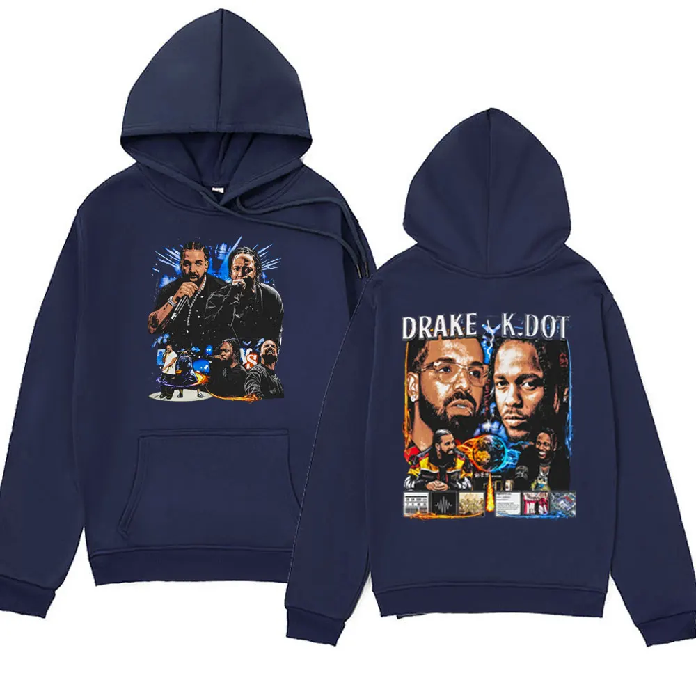 Rapper Drake Vs.Kendrick Lamar Rap Beef Drake Vs.K.DOT Graphic Print Hoodie Fall Fashion Fleece Hoodies Sweatshirts Men Women