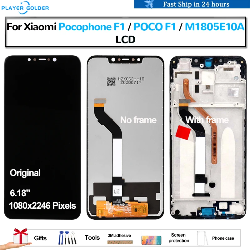 ЖК-дисплей Pantalla для Xiaomi Pocophone F1 POCO F1 M1805E10A, сенсорная панель, дигитайзер экрана в сборе, запасные части, оригинал