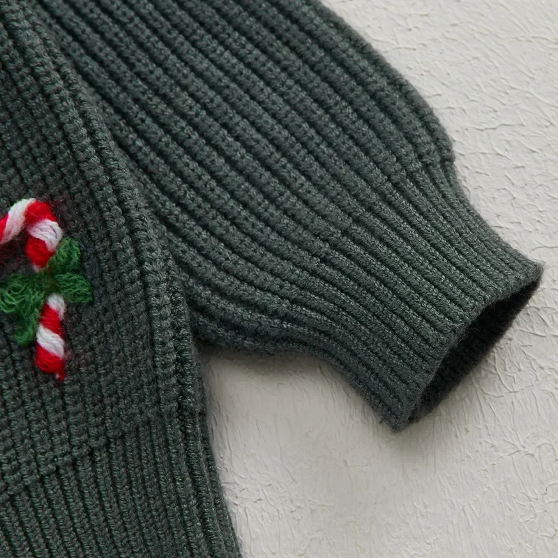 Baby Girl Christmas Sweater Autumn Winter Long Sleeve Letters Candy Cane Warm Knit Pullover baby girls sweater
