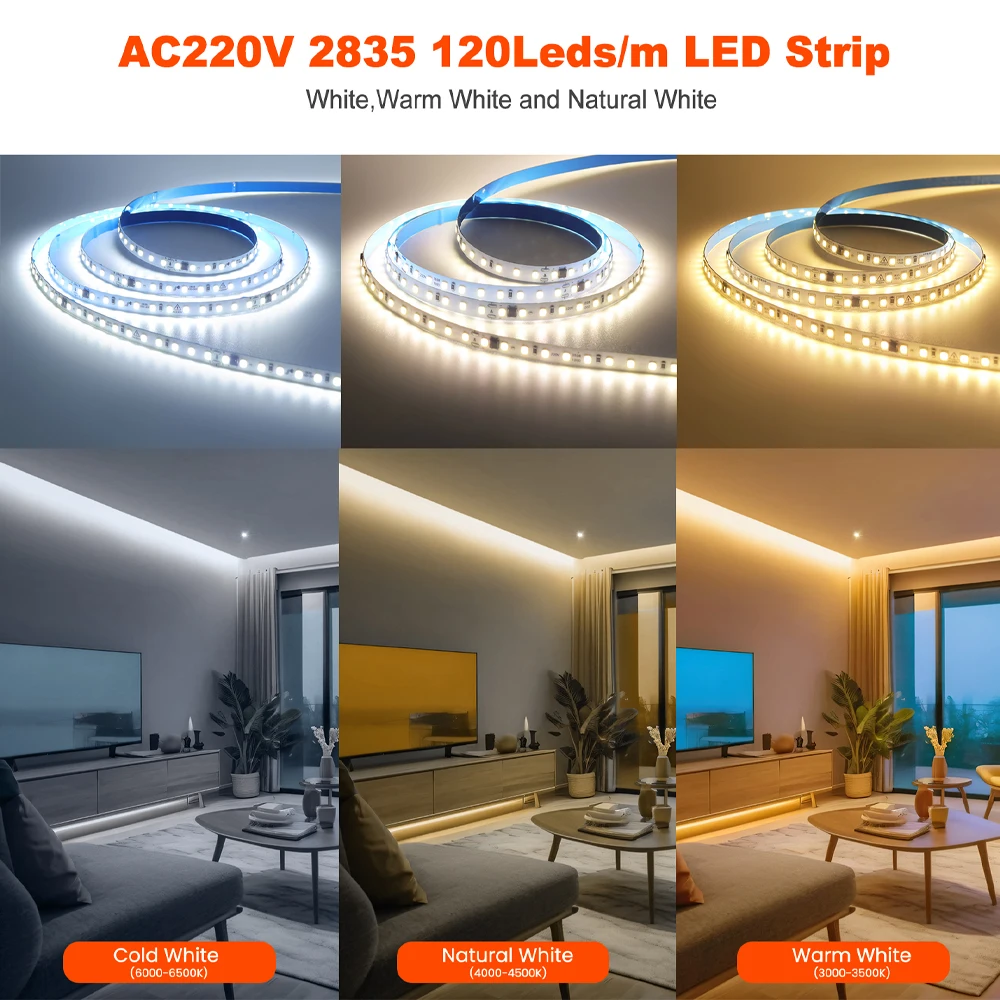 Flexible LED Light Strip with Adhesive Tape - IP55, No Power Required, Enhanced Home Lighting