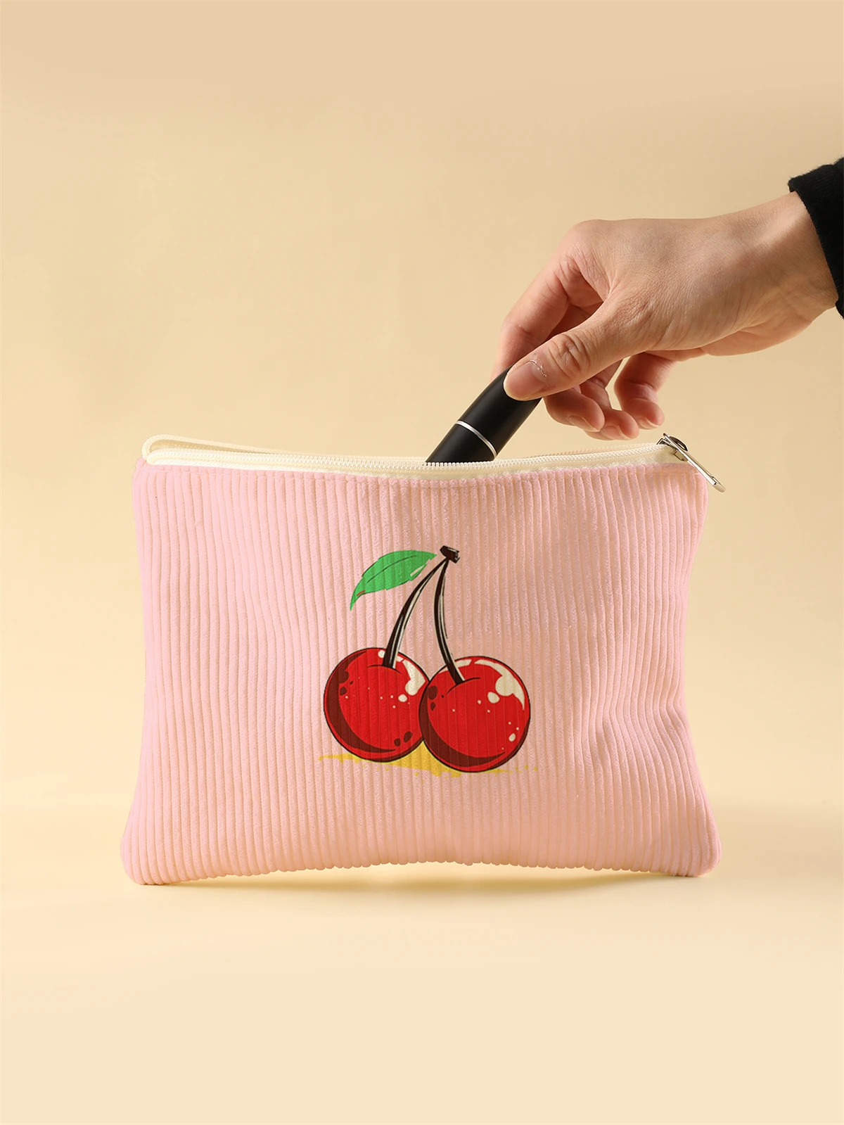 Corduroy Travel Cosmetic Bag Portable Makeup Storage Bag Purses Women Large Capacity Zipper Make Up Organizer Storage Clutch