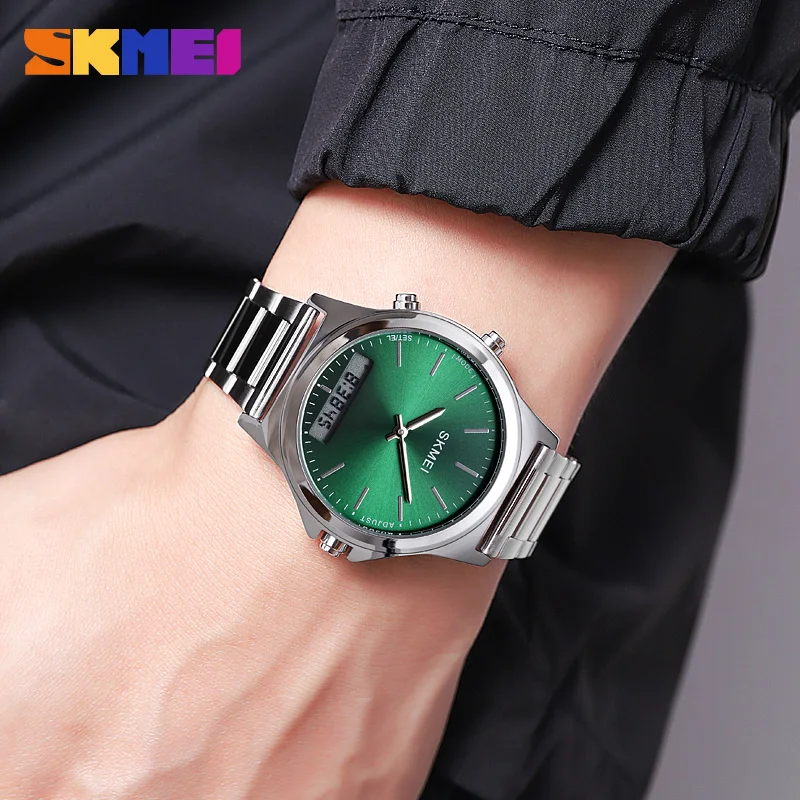 SKMEI Fashion Sport Multifunction Watch For Men 3Time Date Stopwatch Alarm Quartz LED Digital Wristwatch Waterproof Male Clock