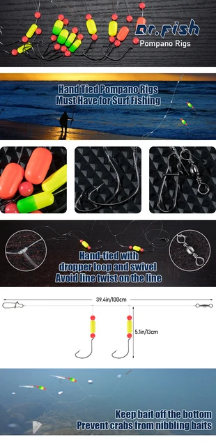 5pcs Pompano Rigs for Surf Fishing Foam Float Saltwater Offshore Fishing  Bead Circle Hook Swivels Duo Lock Snap Dropper Loop - AliExpress