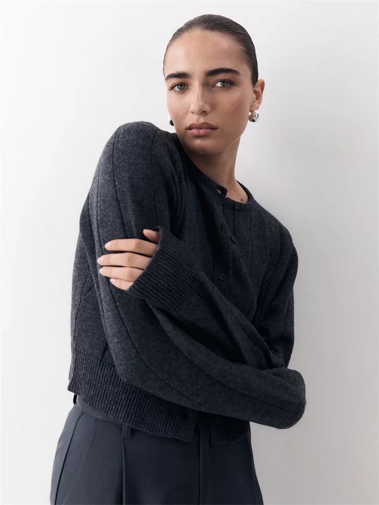 Casual Knit Sweater Cardigan For Women Long Sleeve Loose High Waist Solid Fashion Outwear Knitwear Female Cardigan Summer