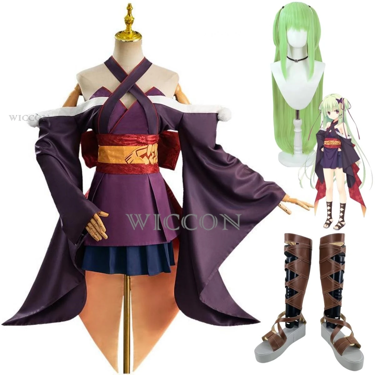 

Anime Game Senren*Banka Murasame Cosplay Costume Wig Japanese Kimono Off Shoulder Skirt Shoes Woman Sexy Kawaii Carnival Suit