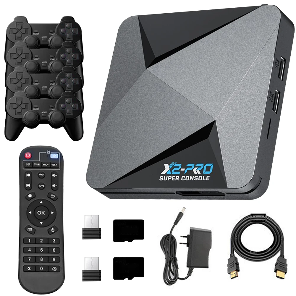 X2 PRO Super Console 4K UHD 2.4G/5G WiFi BT 4.3 Video Game Console Android 9.0+EmuELEC 4.5+Coreelec 3 in 1 Gifts for Kids Adults