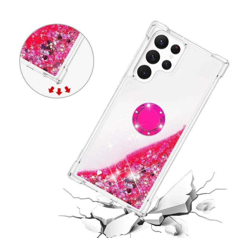 Shockproof Liquid Case For Samsung Galaxy S22 Ultra S21 Plus S20 FE A73 A53 A13 A52 A72 A32 A33 Quicksand Glitter Ring Cover silicone cover with s pen