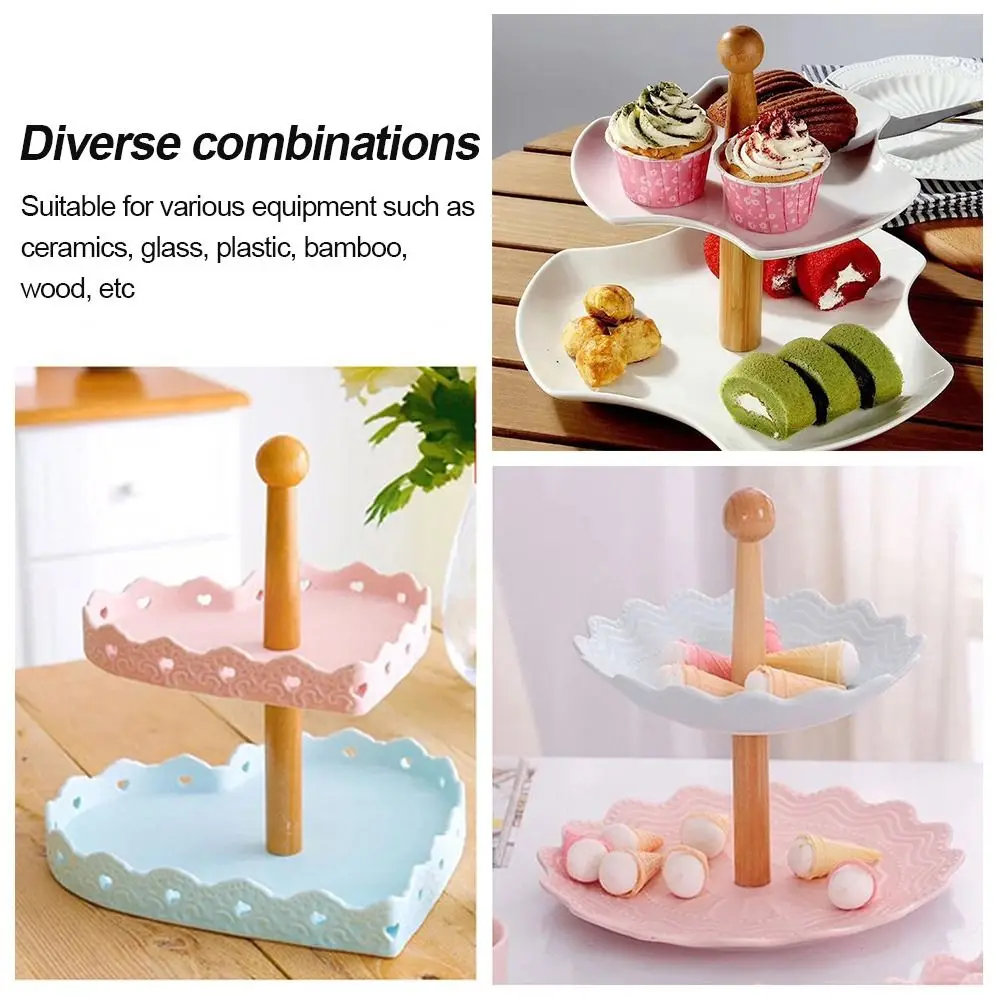 Wooden 2 Tier Cake Plate Stand for Wedding Party