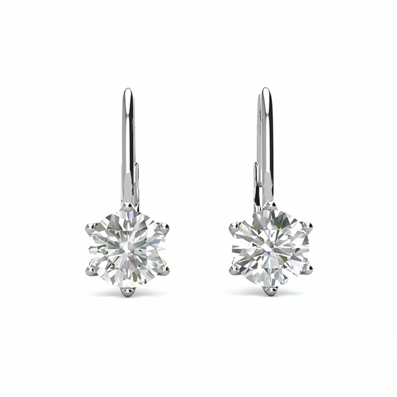 

6.5mm 2ct Moissanite Drop Earrings Women Platinum Plated 925 Silver D Color VVS1 Moissanite Diamond Dangle Earrings Pass Tester