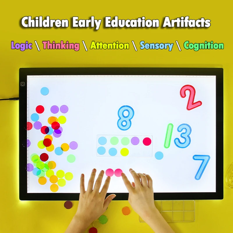 Mesa de luz Montessori para niños, juguete educativo, Panel de luz LED,  bloques transparentes, juguetes de aprendizaje sensorial de extremo abierto  - AliExpress