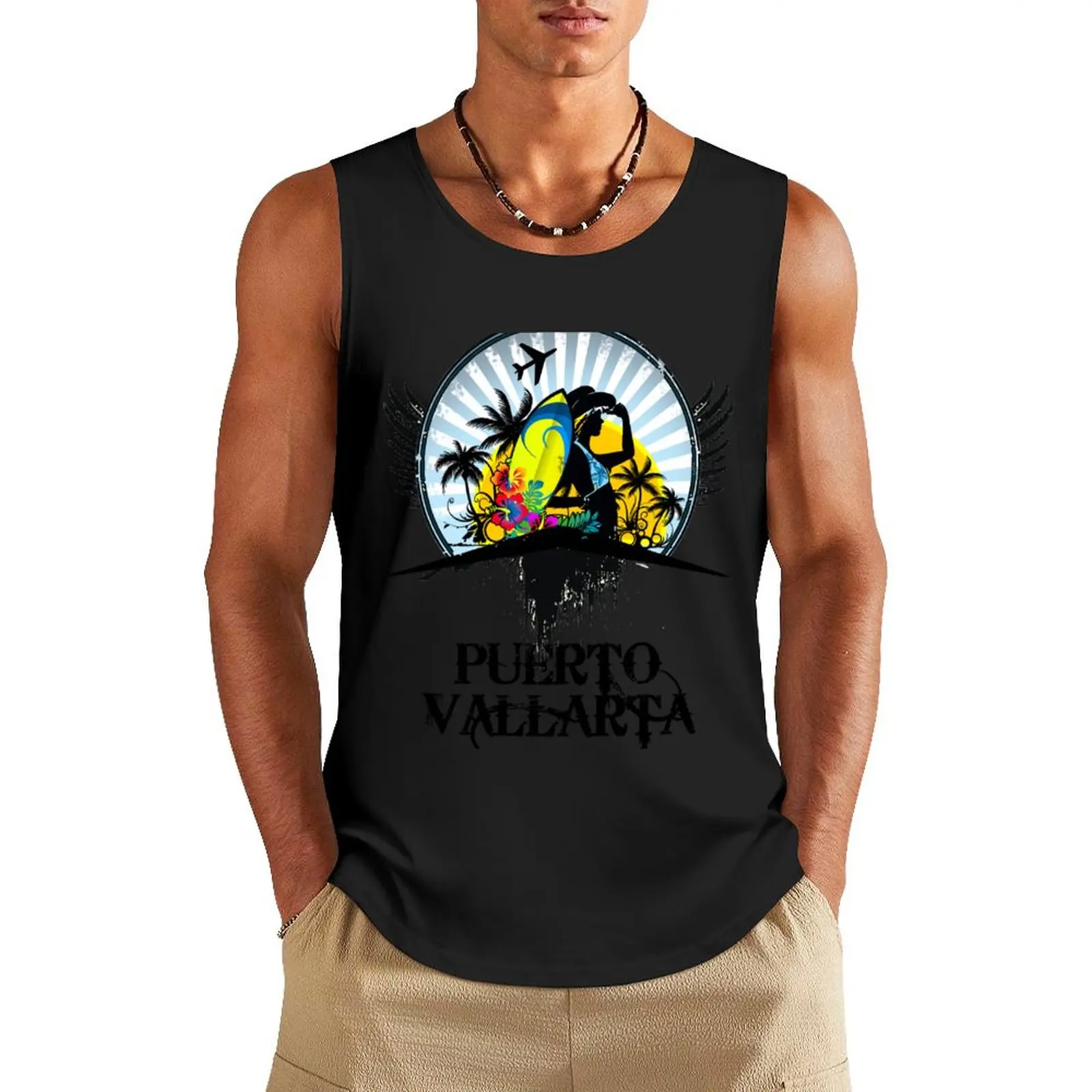

Puerto Vallarta Mexico Tank Top Men's summer clothes 2024 bodybuilding men Muscle fit