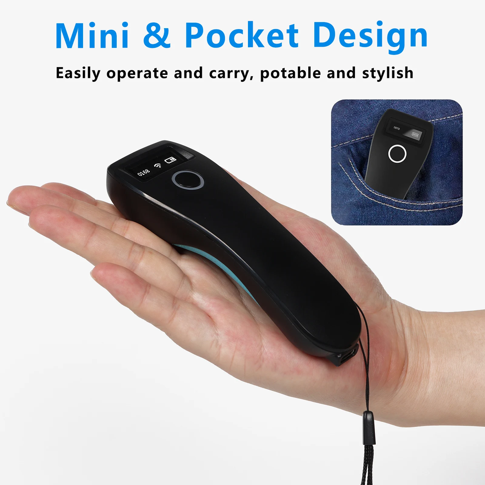 Mini 2D Bluetooth Barcode Scanner, 3-in-1 Bluetooth & USB Wired & 2.4G Wireless 1D Bar Code Reader Portable QR Code Cordless