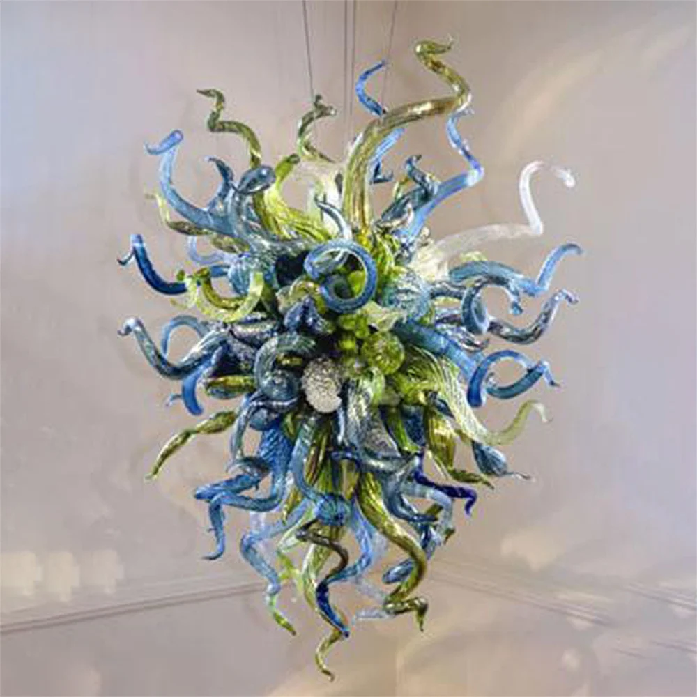 

Люстра из дутого стекла ручной работы для украшения дома, лампа 20 на 24 дюйма, детская, голубая, оливковая, зеленая