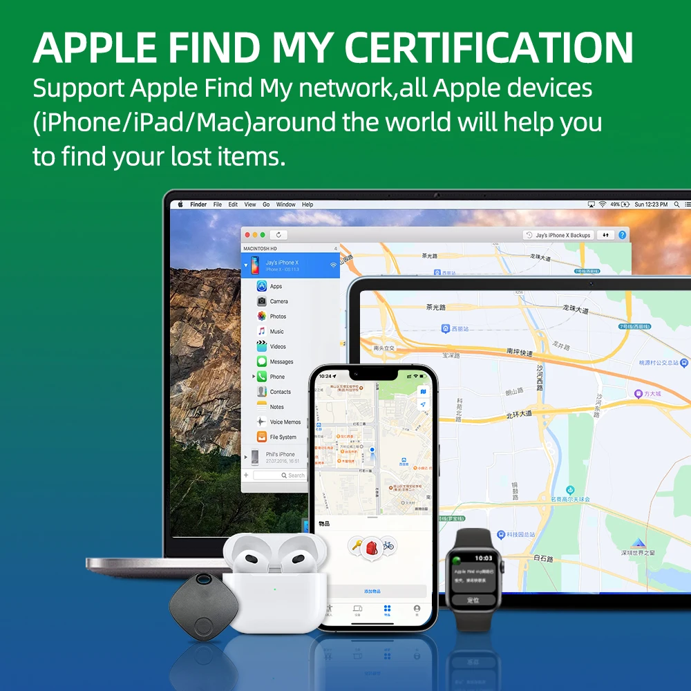 Jimi AT2301 Bluetooth Tag GPS Tracker Anti-lose Security Smart Finder Tracker For Apple Find My Key Earbud Luggage IOS MFi Finer