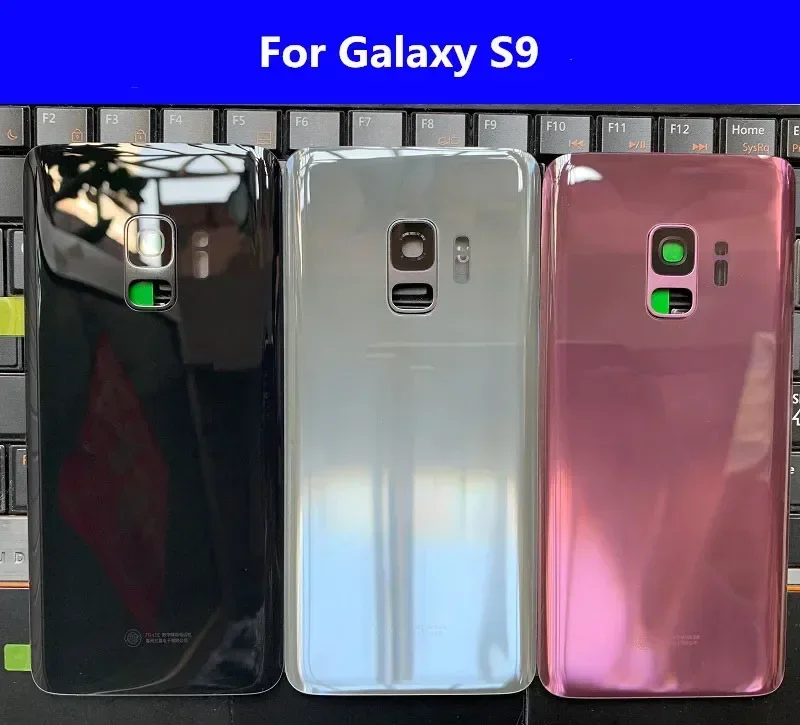 삼성 갤럭시 S9 유리 배터리 뒷면 커버 수리를위한 S9 G960 하우징 도어 폰 후면 케이스 + 카메라 렌즈 교체