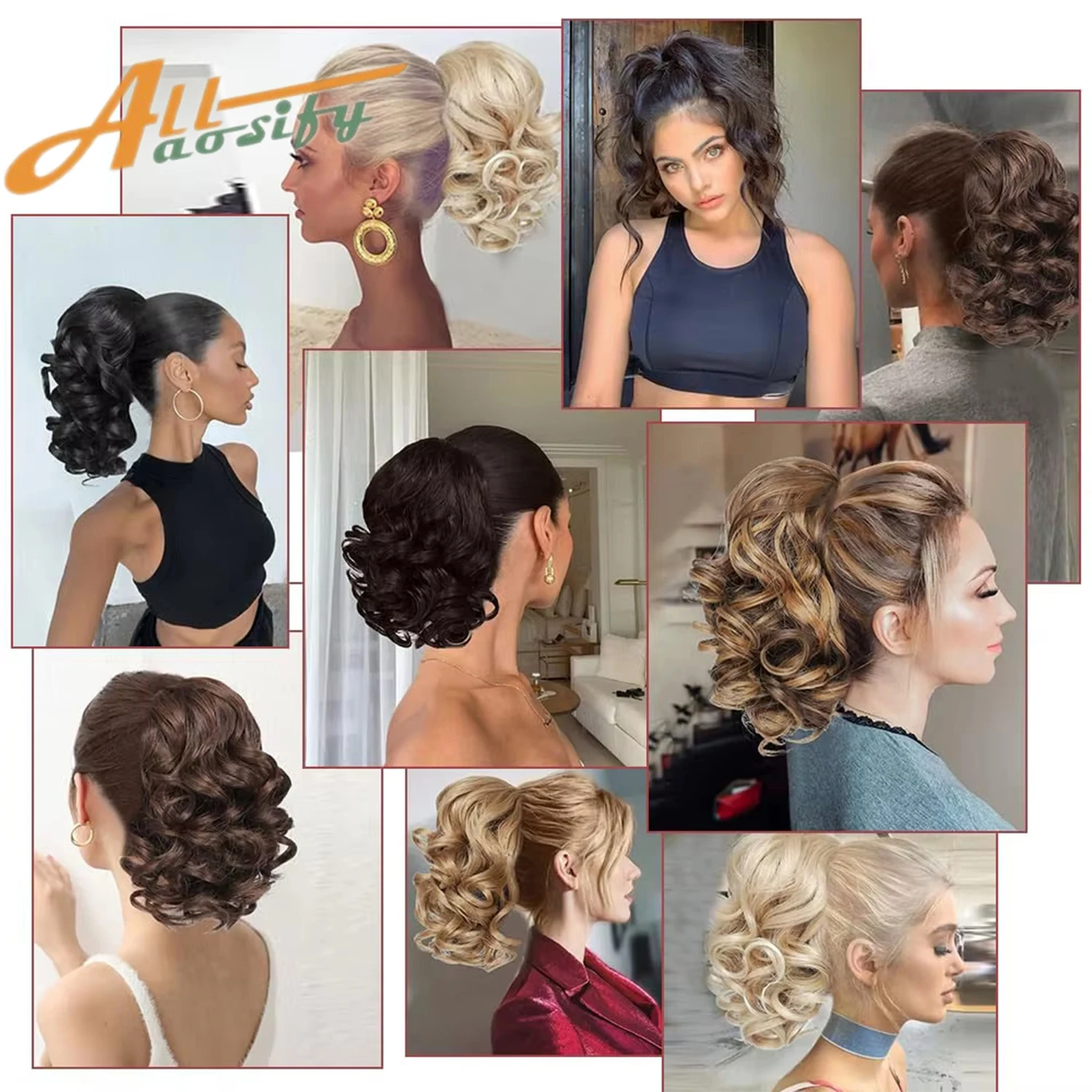 Short Curly Drawstring Ponytail Extensions Synthetic Clip In Hair Extensions Elegant For Daily Use for women