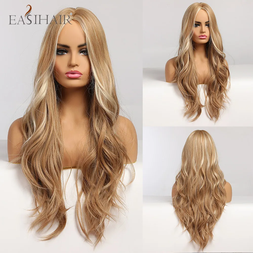 Sintéticas para Mulheres Resistente ao Calor Easihair Longo Marrom Ondulado Perucas Natural Diário Cosplay Festa Cabelo Fibras Peruca 8 Computers & Electronics