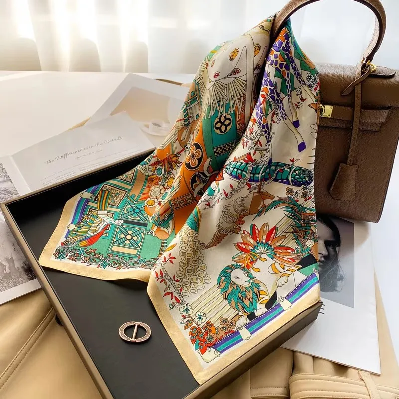 100% Natural Silk Square Scarf Women Hairband Neckerchief Wrap