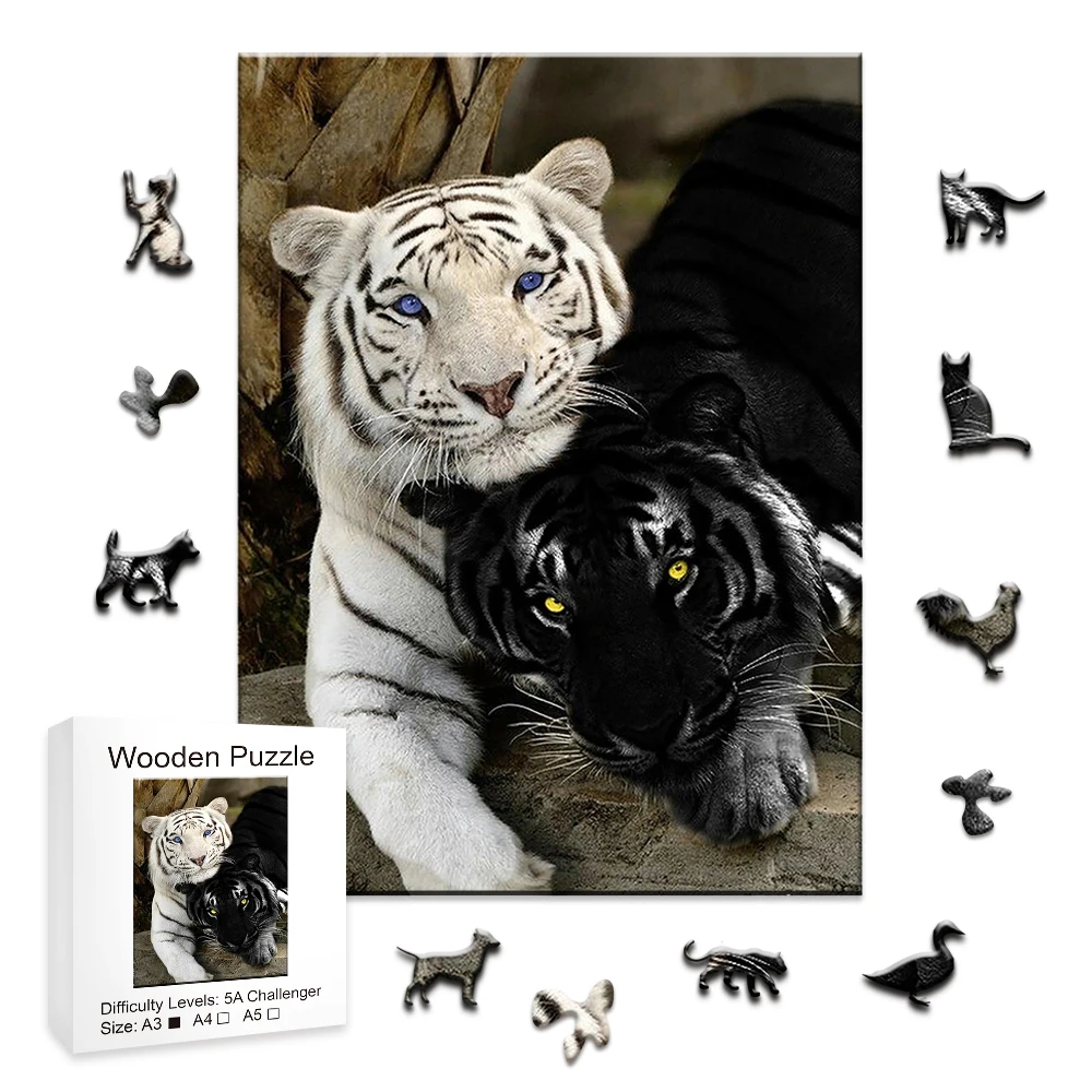 

Wooden Puzzle Animals Tiger Puzzle Toy High difficulty Unique Irregular Shape Jigsaw Puzzle For Adults Kids Toys gift