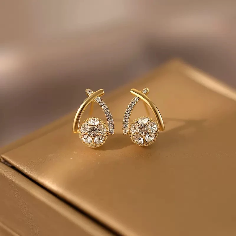 Fashion Cross Stud Earrings For Women Girls Korean Style Elegant