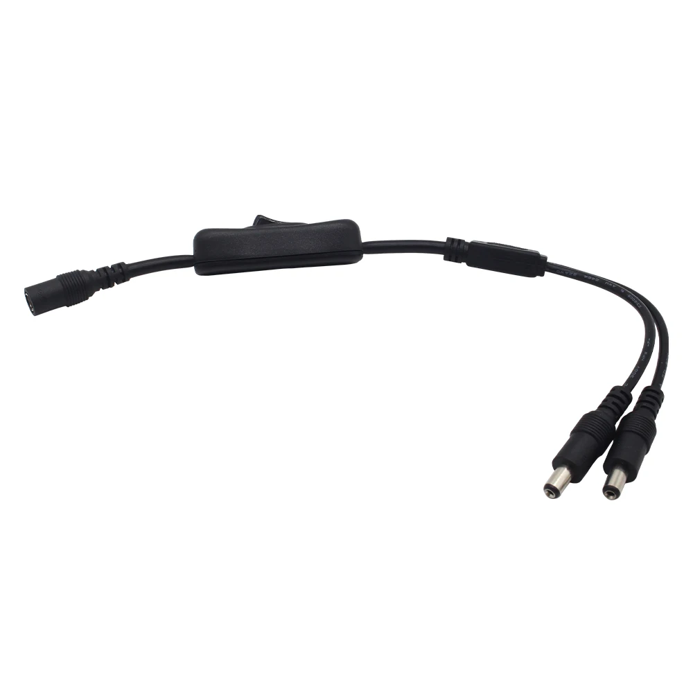 Schwarzer 1 bis 2 Inline-Schalter EIN/AUS mit DC 5,5 x 2,1 mm männlich-weibliches Anschlusskabel für 12 V 24 V-Adapter, Dimmer, LED-Streifenlicht – Detail 9