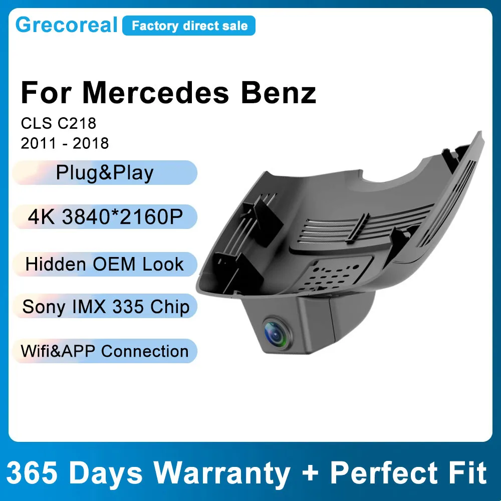 

Grecoreal Car DVR 2K 4K Wifi Dash Cam Front Rear for Mercedes Benz CLS C218 2018 2017 2016 2015 2014 2013 Dual Car Dash Camera