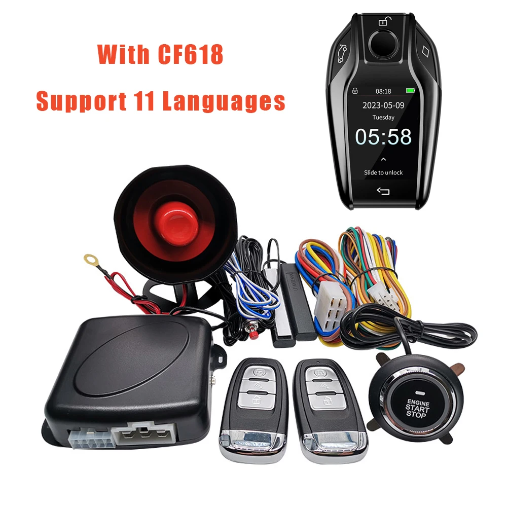 Universal Auto Start Stop Keyless Entry System with CF618 Universal Modified Boutique Smart Remote Key Push One-Button Start car door lock kit car remote starter car remote central kit car remote door lock kit