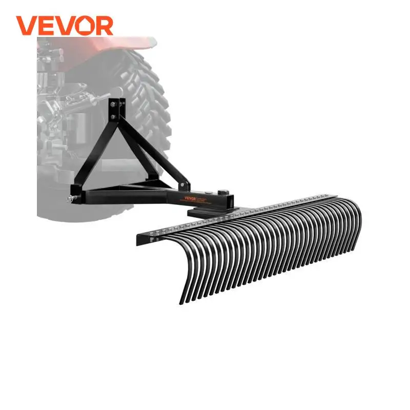 VEVOR Tow Behind Dethatcher 72-inch Tow Dethatcher with 36 Steel Tines 3-Point Lawn Rake with Attachments for Tractor